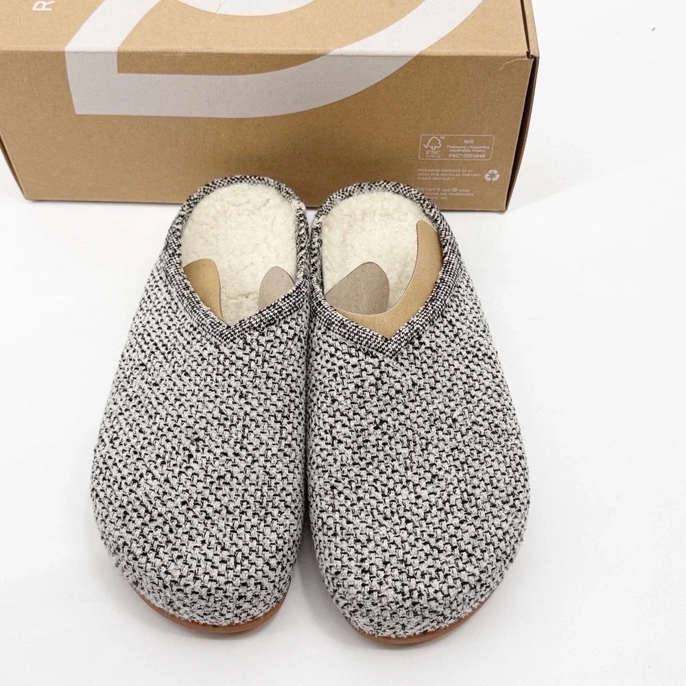 Rothys The Cozy Clog Cookies and Cream Boucle Grey White Slipper Shoes Womens 10 - Picture 6 of 6